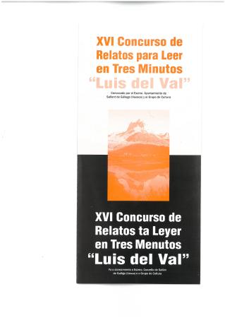 Imagen XVI CONCURSO RELATOS CORTOS PARA CONTAR EN TRES MINUTOS LUIS DEL VAL