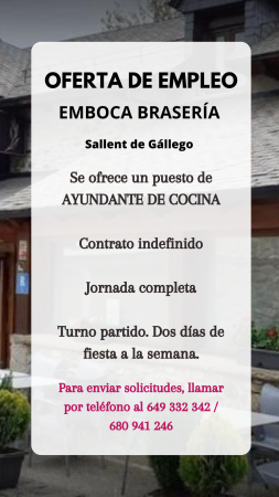 Imagen PUESTO DE AYUDANTE DE COCINA - EMBOCA BRASERÍA