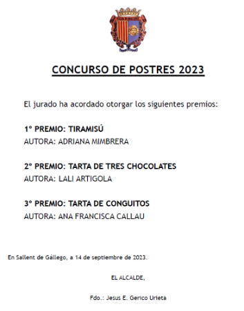 Imagen GANADORES DEL CONCURSO DE POSTRES 2023