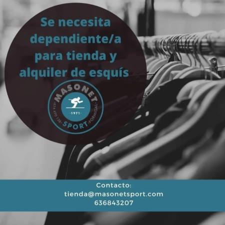 Imagen PUESTO DE DEPENDIENTE/A DE TIENDA Y ALQUILER DE ESQUÍS - MASONET SPORT