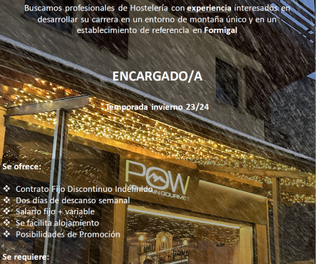 Imagen PUESTO DE ENCARGADO/A - POW MOUNTAIN GOURMET
