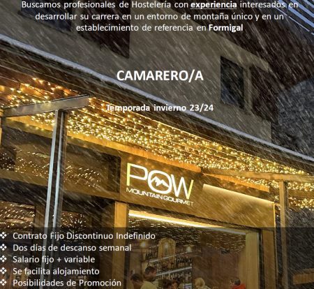 Imagen PUESTO DE CAMARERO/A - POW MOUNTAIN GOURMET