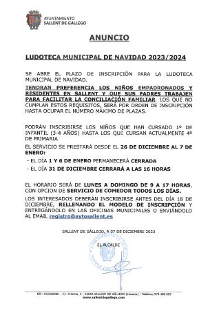 Imagen LUDOTECA MUNICIPAL DE NAVIDAD 2023-2024