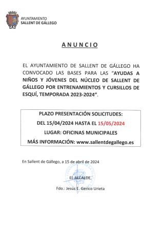 Imagen Ayudas a niños y jóvenes de la localidad de Sallent de Gállego, por...