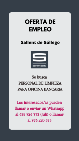 Imagen PUESTO DE LIMPIADOR/A-OFICINA BANCARIA