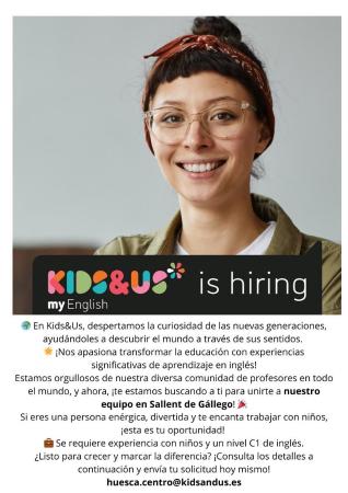 Imagen PUESTO DE PROFESOR/A DE INGLÉS PARA NIÑOS/AS-KIDS & US