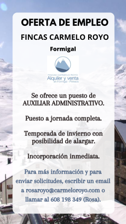 Imagen PUESTO DE AUXILIAR ADMINISTRATIVO-FINCAS CARMELO ROYO