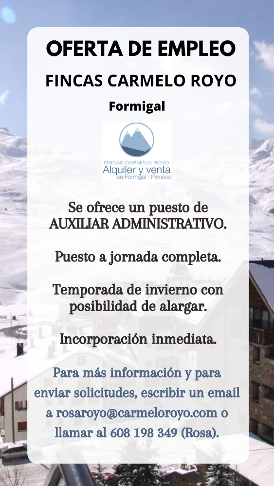 Imagen PUESTO DE AUXILIAR ADMINISTRATIVO-FINCAS CARMELO ROYO