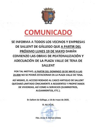 Imagen INICIO DE LAS OBRAS DE LA PLAZA VALLE DE TENA