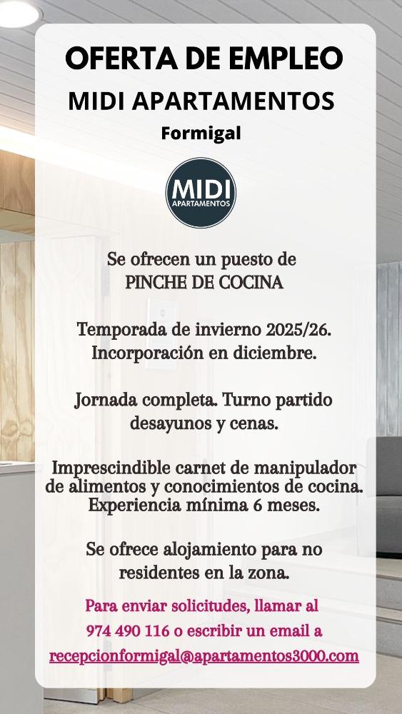 Imagen PUESTO DE PINCHE DE COCINA-APARTAMENTOS MIDI