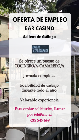 Imagen COCINERO/A-CAMARERO/A- BAR CASINO