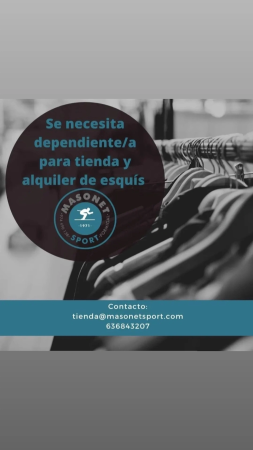 Imagen PUESTO DE DEPENDIETE/A DE TIENDA Y ALQUILER DE ESQUÍS - MASONET SPORT