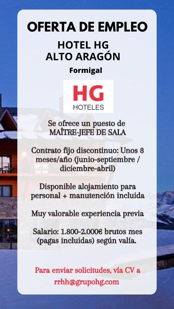 Imagen PUESTO DE MAÎTRE-HOTEL HG ALTO ARAGÓN