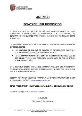 Imagen ANUNCIO BONOS LIBRE DISPOSICIÓN