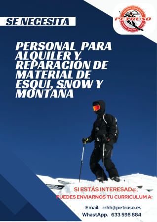 Imagen PERSONAL PARA ALQUILER Y REPARACIÓN DE MATERIAL DE ESQUÍ, SNOW Y...