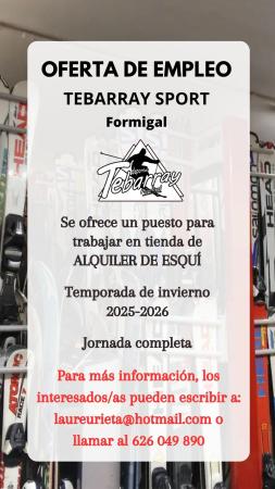 Imagen PERSONAL PARA ALQUILER Y REPARACIÓN DE ESQUÍ- TEBARRAY SPORT