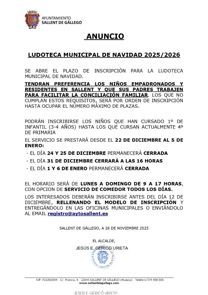Imagen SERVICIO LUDOTECA MUNICIPAL NAVIDAD 2025-26