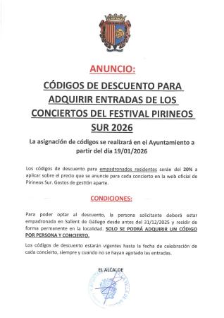 Imagen CÓDIGOS DE DESCUENTO PARA PIRINEOS SUR 2026