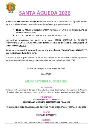 Imagen CENA SANTA ÁGUEDA 2026