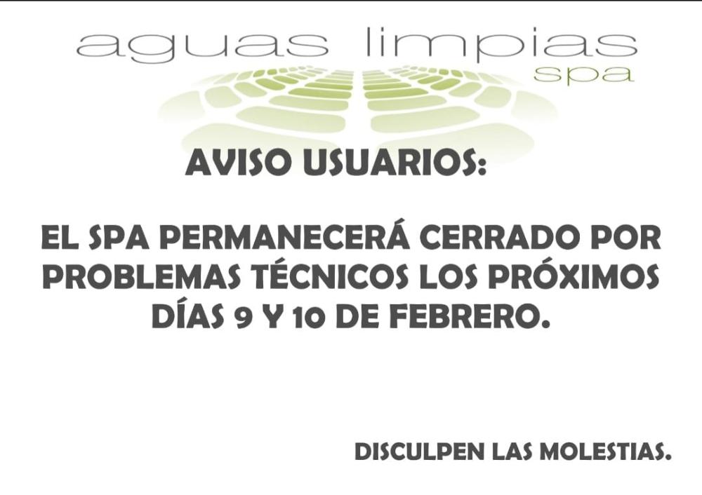 Imagen CIERRE SPA AGUAS LIMPIAS DÍAS 9 Y 10 DE FEBRERO