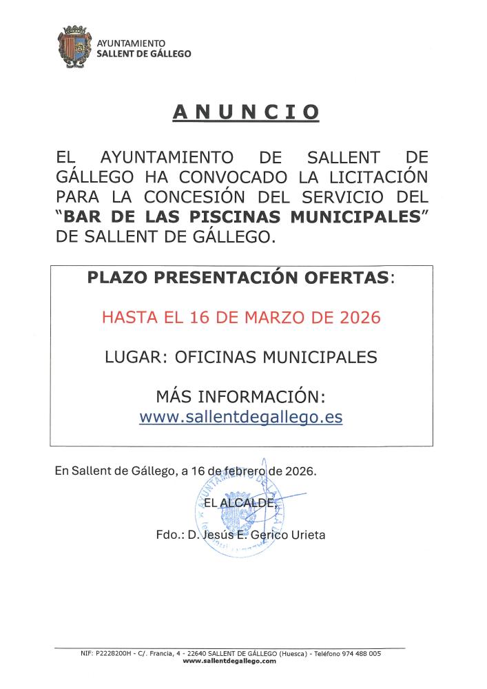 Imagen LICITACION CONCESIÓN GESTIÓN SERVICIO BAR PISCINAS MUNICIPALES