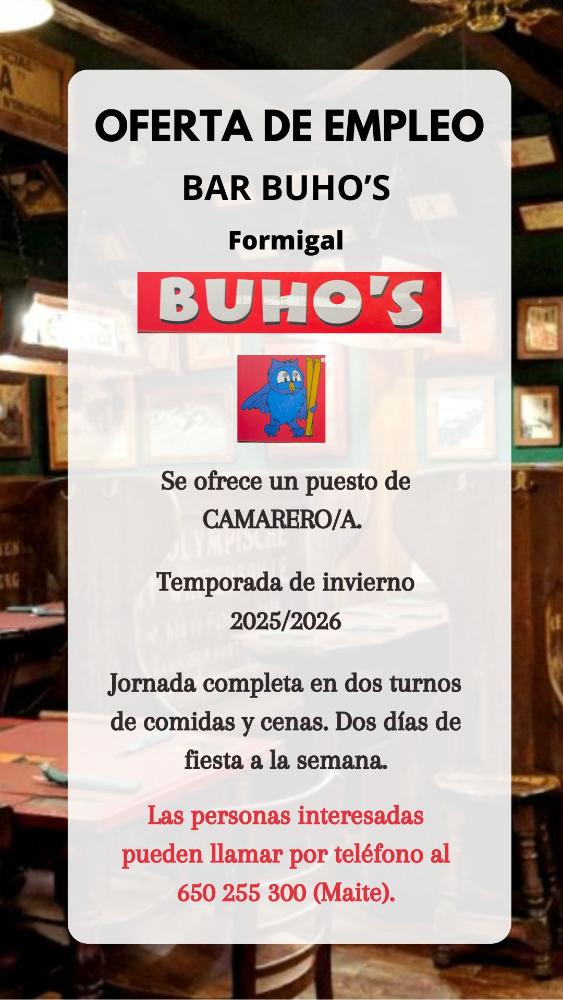 Imagen CAMARERO/A-PUB BUHO'S