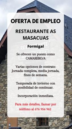Imagen CAMAREROS/AS-RESTAURANTE AS MASACUAS