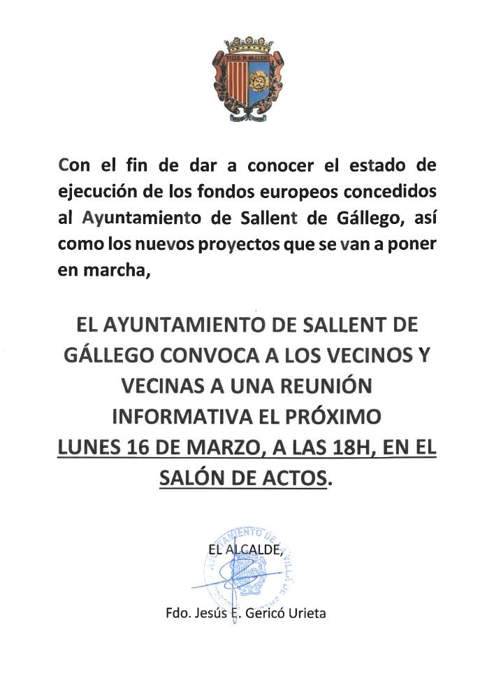 Imagen REUNIÓN INFORMATIVA SOBRE PROYECTOS MUNICIPALES