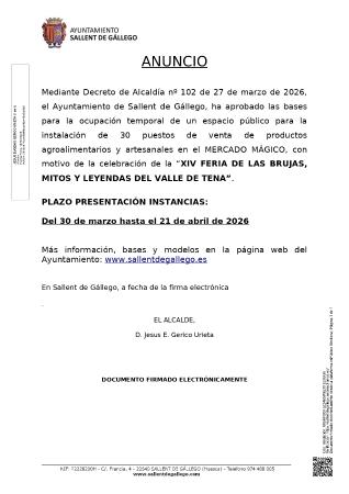 Imagen LICITACION PUESTOS MERCADO MÁGICO- FERIA DE LAS BRUJAS, MITOS Y LEYENDAS...