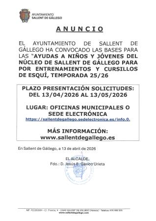 Imagen AYUDAS A NIÑOS Y JÓVENES DEL NÚCLEO DE SALLENT DE GÁLLEGO POR...