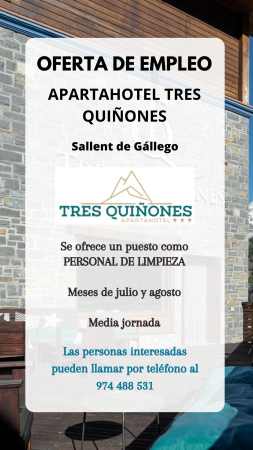 Imagen PERSONAL DE LIMPIEZA-APARTAHOTEL TRES QUIÑONES