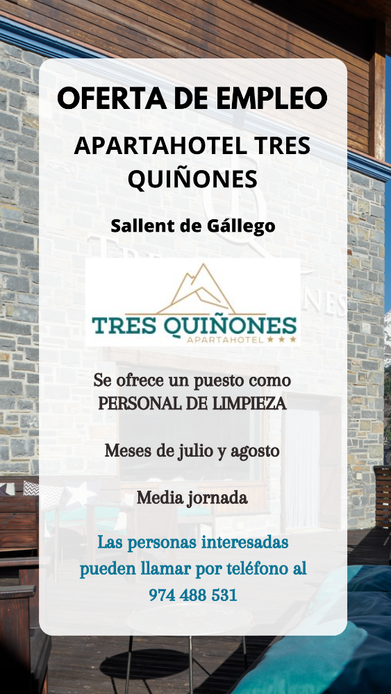 Imagen PERSONAL DE LIMPIEZA-APARTAHOTEL TRES QUIÑONES