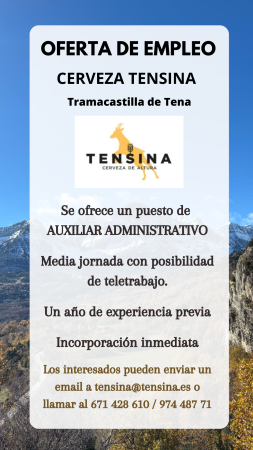 Imagen AUXILIAR ADMINISTRATIVO - CERVEZA TENSINA