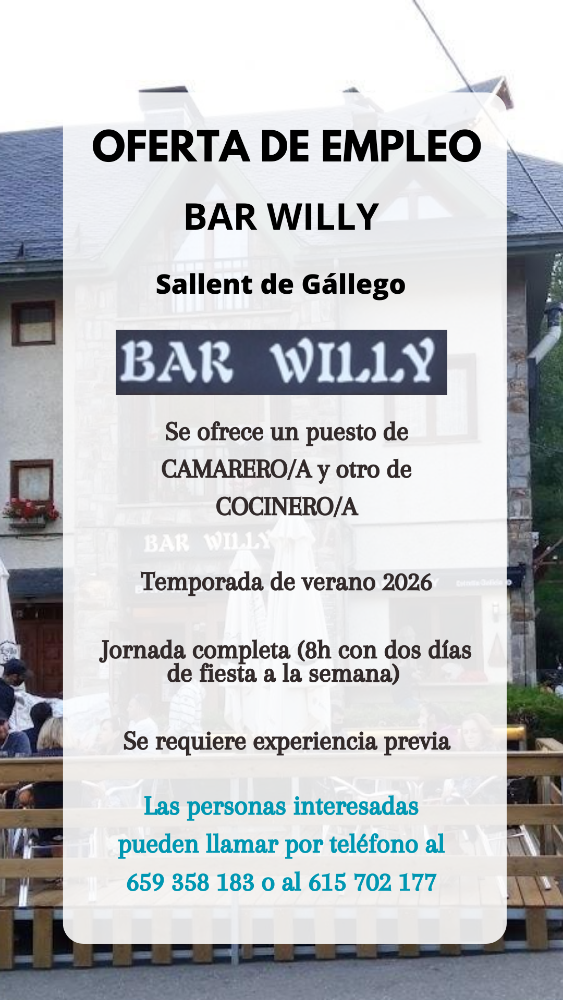Imagen CAMARERO/A Y COCINERO/A - BAR WILLY