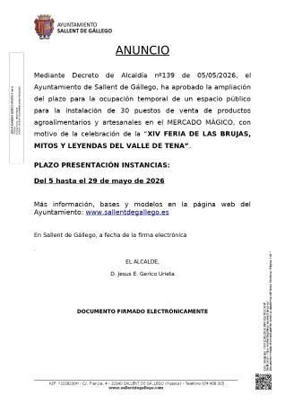 Imagen LICENCIAS OCUPACIÓN PUESTOS MERCADO MÁGICO FERIA BRUJAS, MITOS Y...