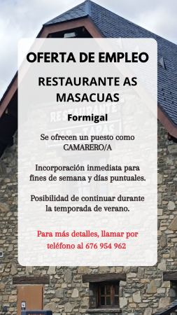 Imagen CAMARERO/A - RESTAURANTE AS MASACUAS