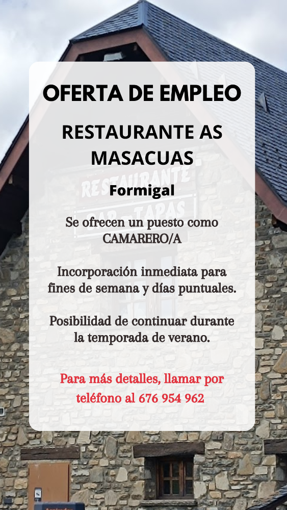 Imagen CAMARERO/A - RESTAURANTE AS MASACUAS