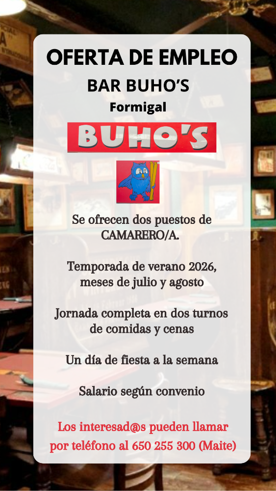 Imagen PUESTOS DE CAMARERO/A- PUB BUHO'S