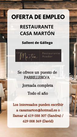 Imagen PARRILLERO/A - RESTAURANTE CASA MARTÓN
