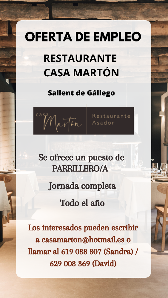 Imagen PARRILLERO/A - RESTAURANTE CASA MARTÓN