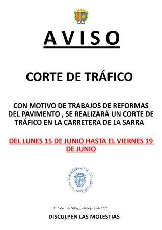 Imagen CORTE CARRETERA LA SARRA