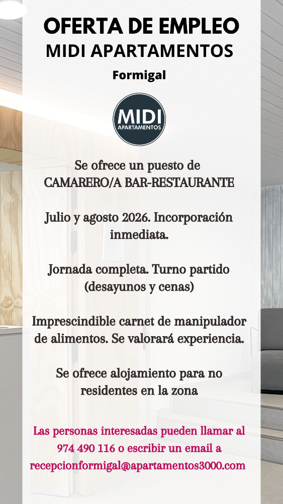 Imagen CAMARERO/A - APARTAMENTOS MIDI