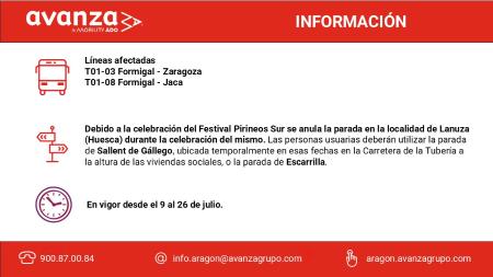 Imagen AVANZA- CAMBIO PARADA AUTOBUS Y ANULACIÓN PARADA LANUZA
