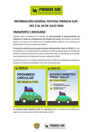 Imagen INFORMACIÓN GENERAL FESTIVAL PIRINEOS SUR 2026
