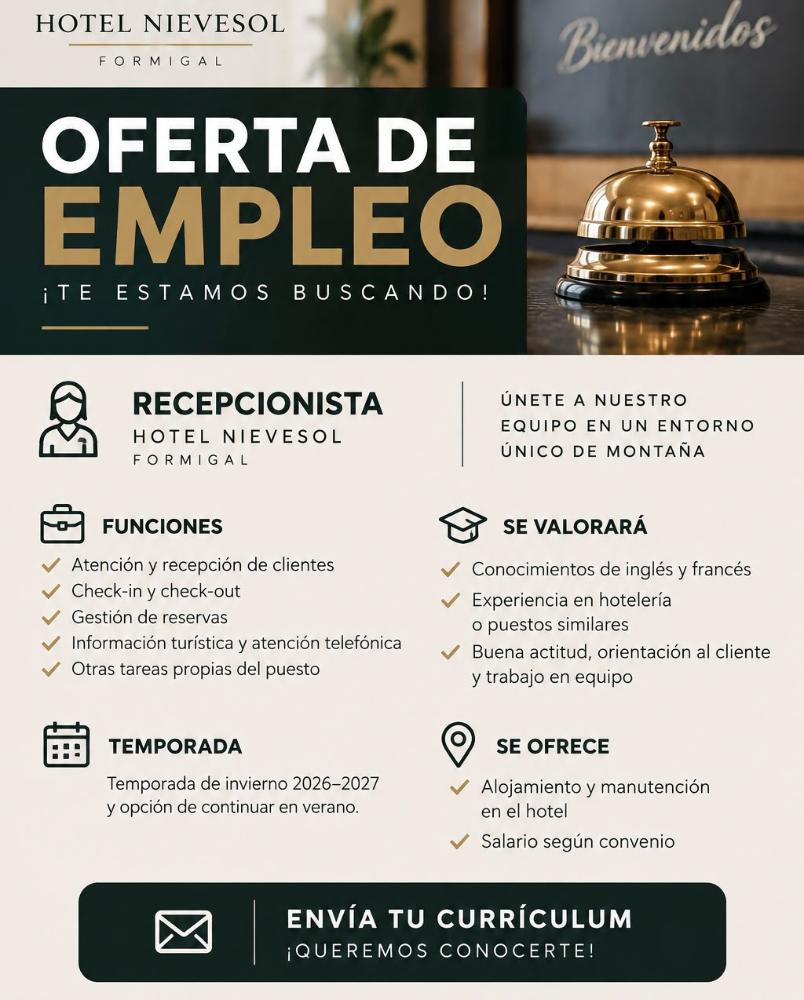 Imagen RECEPCIONISTA - HOTEL NIEVESOL