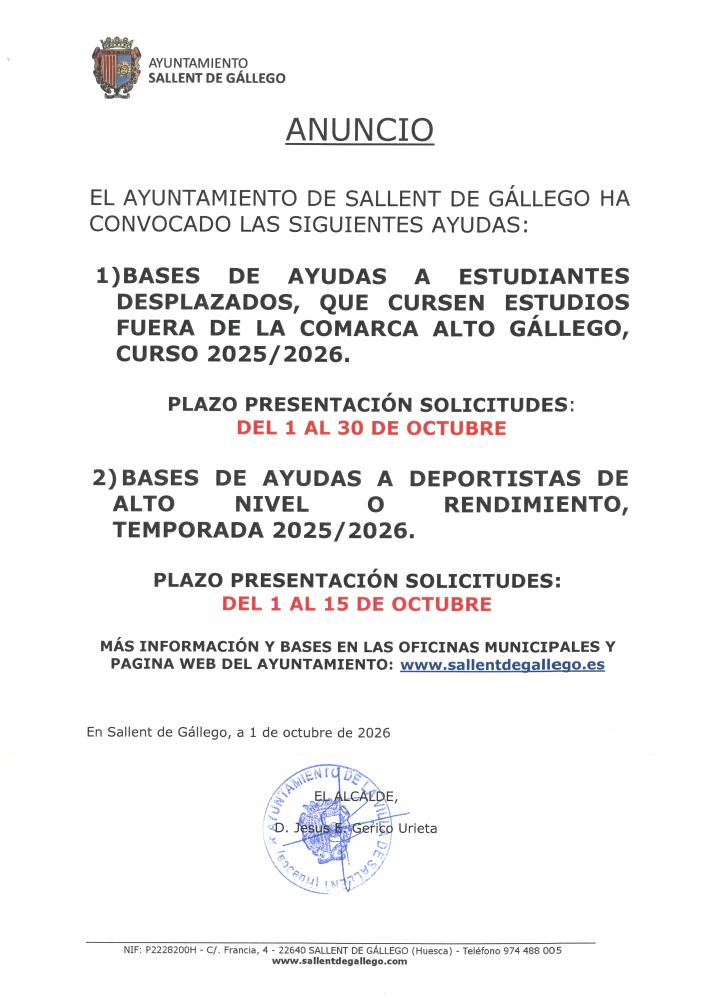 Imagen AYUDAS A ESTUDIANTES DESPLAZADOS QUE CURSEN ESTUDIOS FUERA DE LA COMARCA ALTO GALLEGO, CURSO 25-26