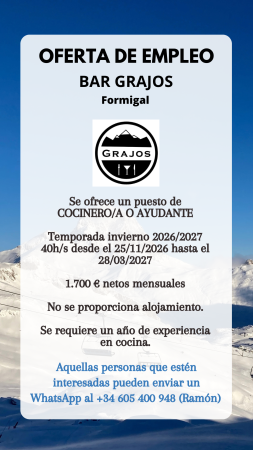 Imagen COCINERO/A - BAR GRAJOS