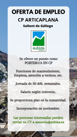 Imagen PORTERO/A - CP ARTICAPLANA