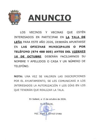 Imagen ANUNCIO TALA DE LEÑA 2026