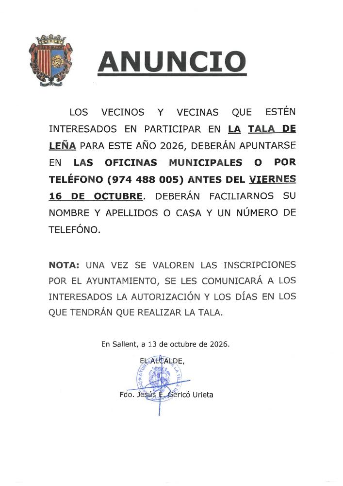 Imagen ANUNCIO TALA DE LEÑA 2026